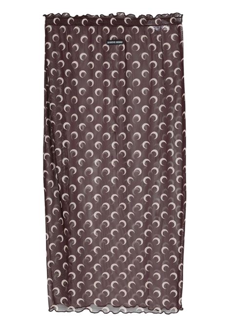 moon mesh midi skirt woman brown MARINE SERRE | WSK084 CJER0054BR30
